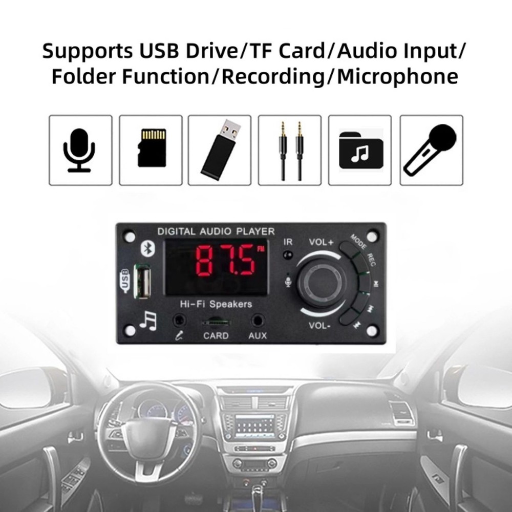 MP3 Decoder Board 2*50W Bluetooth Amplifier Car Audio Player FM Radio AUX