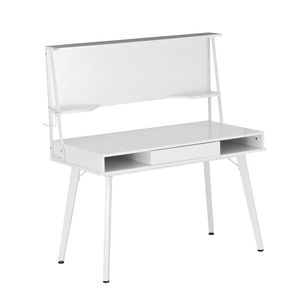 Study Computer Desk w/ Storage & Magnetic Whiteboard - Home Office Workstation