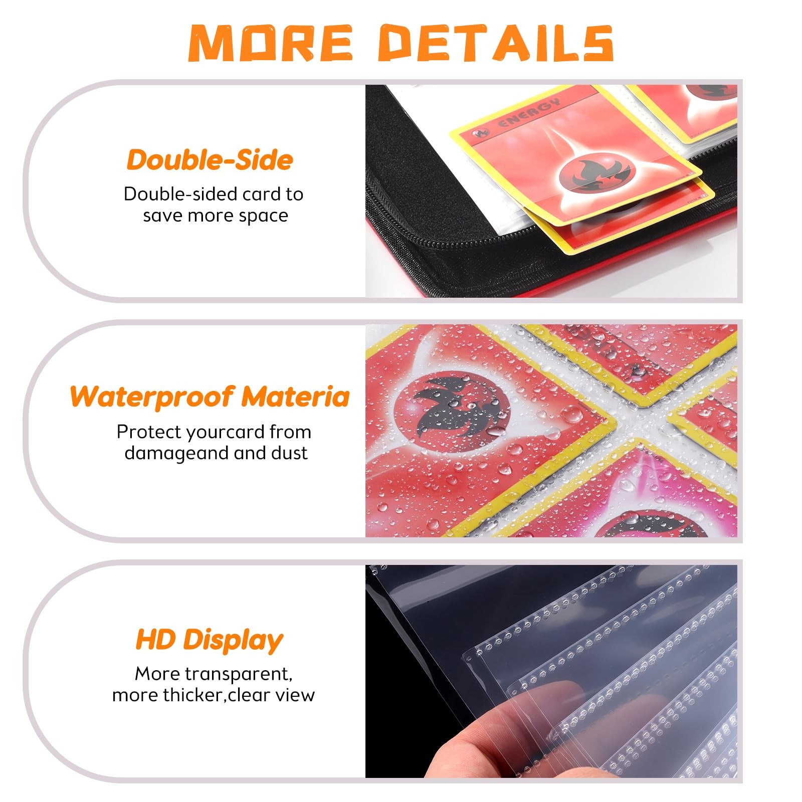 FAMOMI 4-Pocket Card Binder Album w/ 50 Sleeves - Holds 400 Cards - Pink