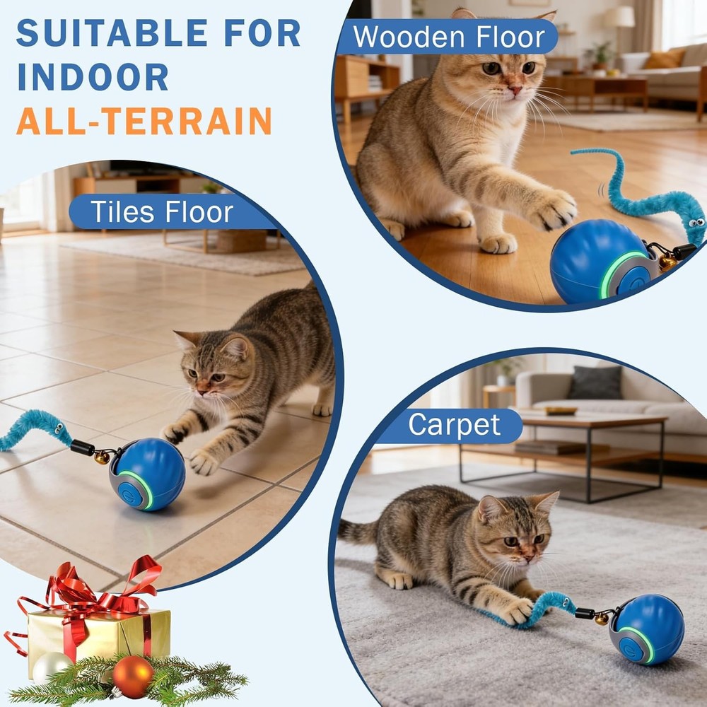 Smart Cat Toy Ball - Motion Activated Automatic Rolling Interactive Cat Toy for