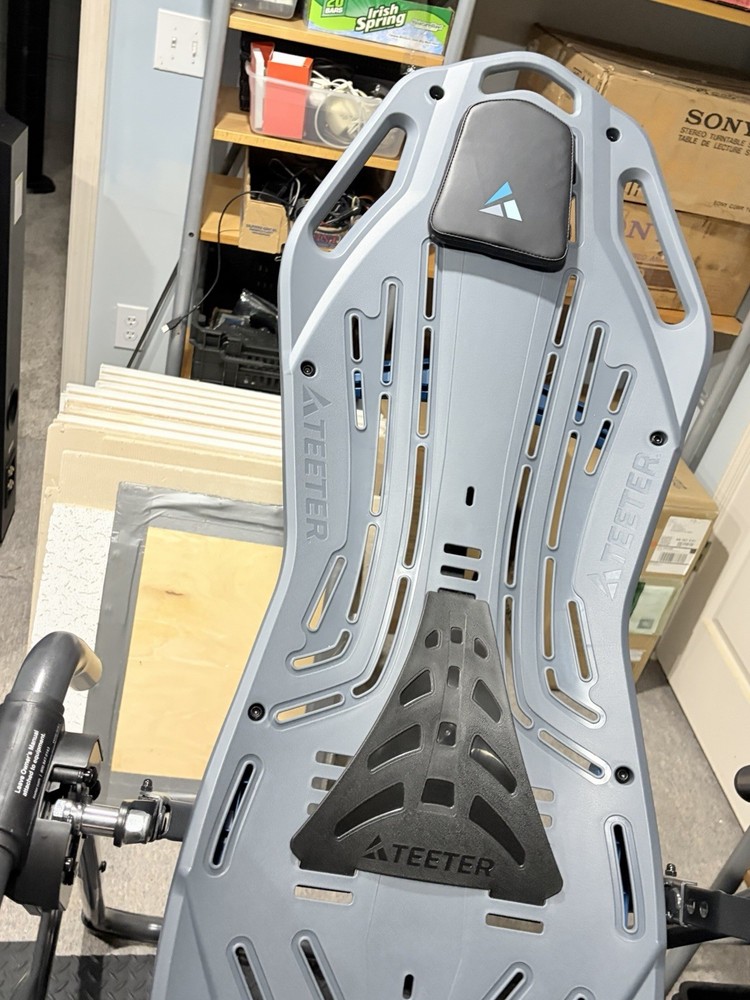 Teeter Adjustable Incline Foldable Inversion Table Gray/Black for Back Gym Use