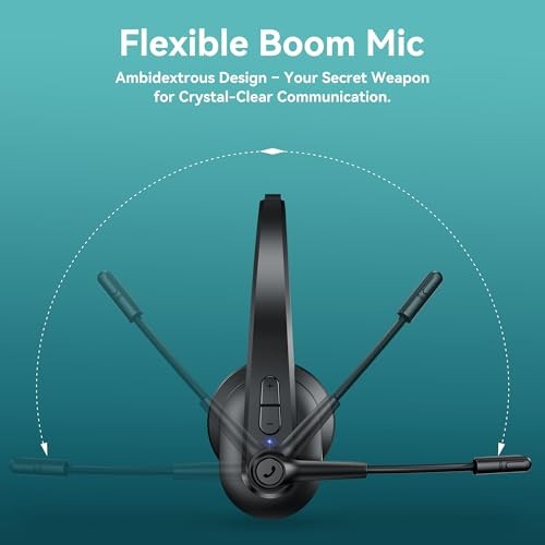 Bluetooth Headset with USB Dongle for Computer, Single-Ear Wireless Black