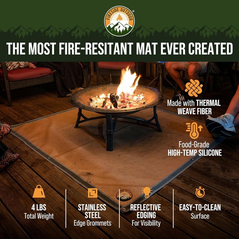67"x60" Fire Pit Mat with Reflective Edging - Ultimate Outdoor Safety Solution