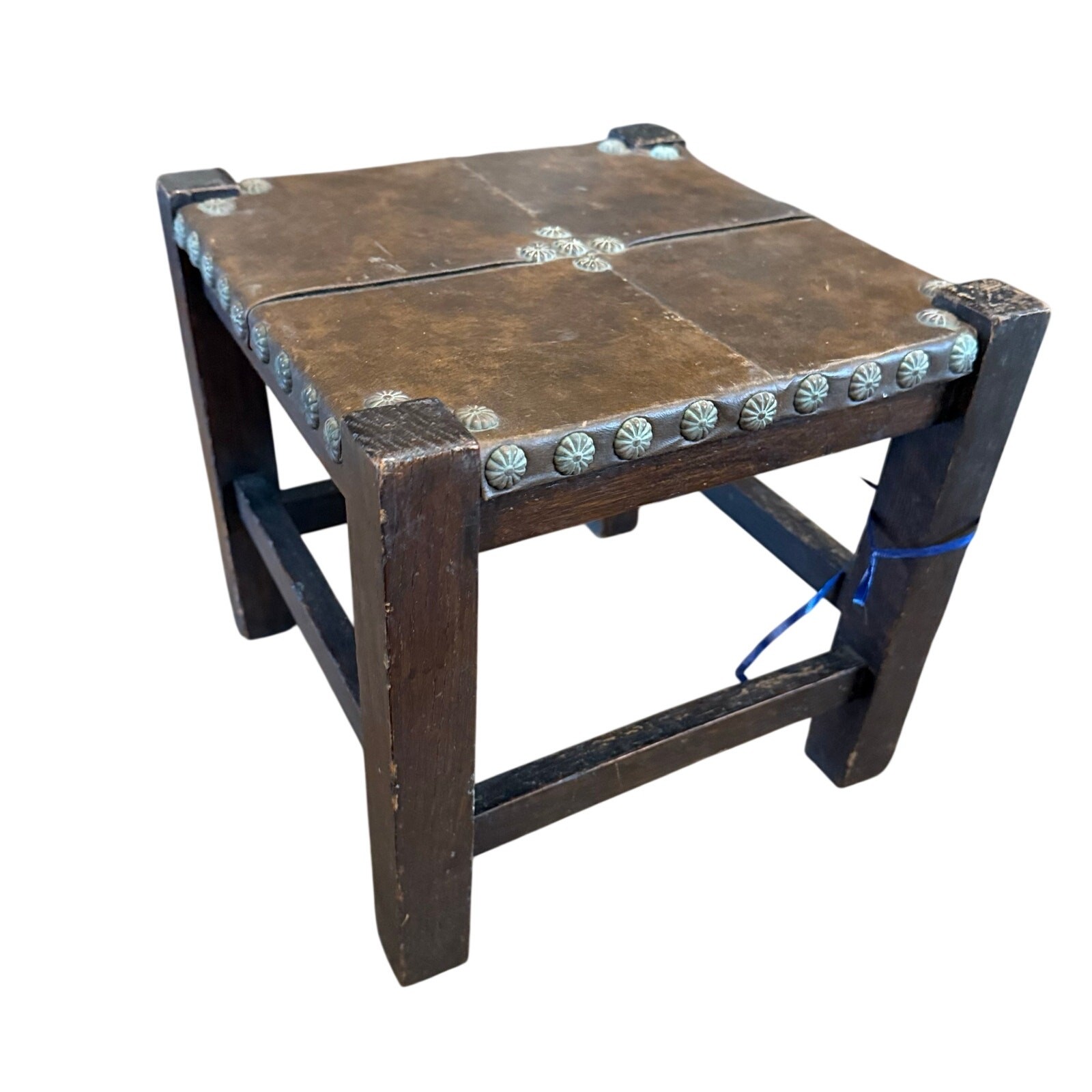 Antique VTG Arts & Crafts Mission Wood Oak? Leather? Footstool Barber Bros Chair