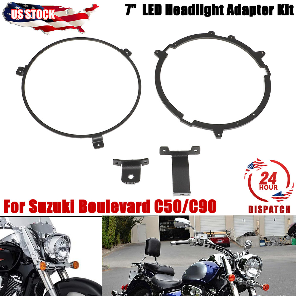 7" LED Front Headlight Clamp Ring Bracket Adapter For Suzuki Boulevard C50 C90