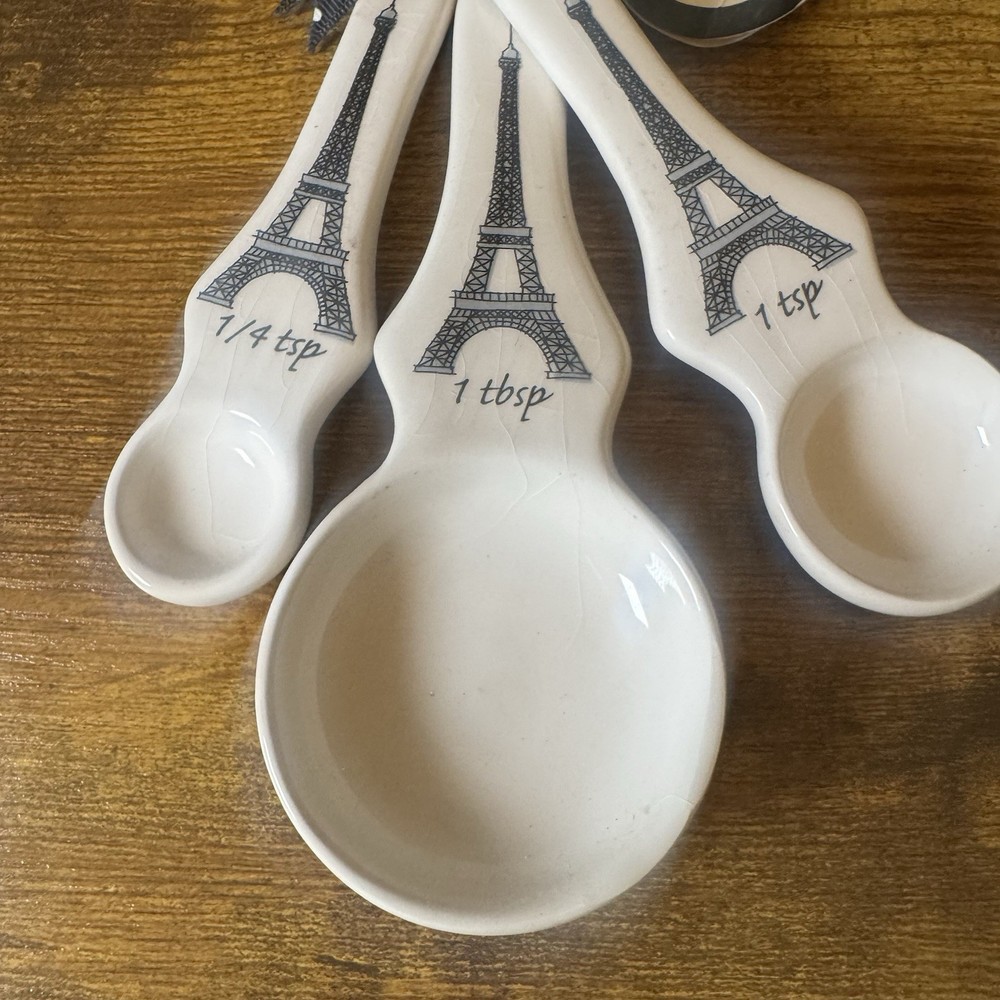 Boston Warehouse Eiffel Tower Ceramic Measuring Spoons Paris Decor 3 Pc Set