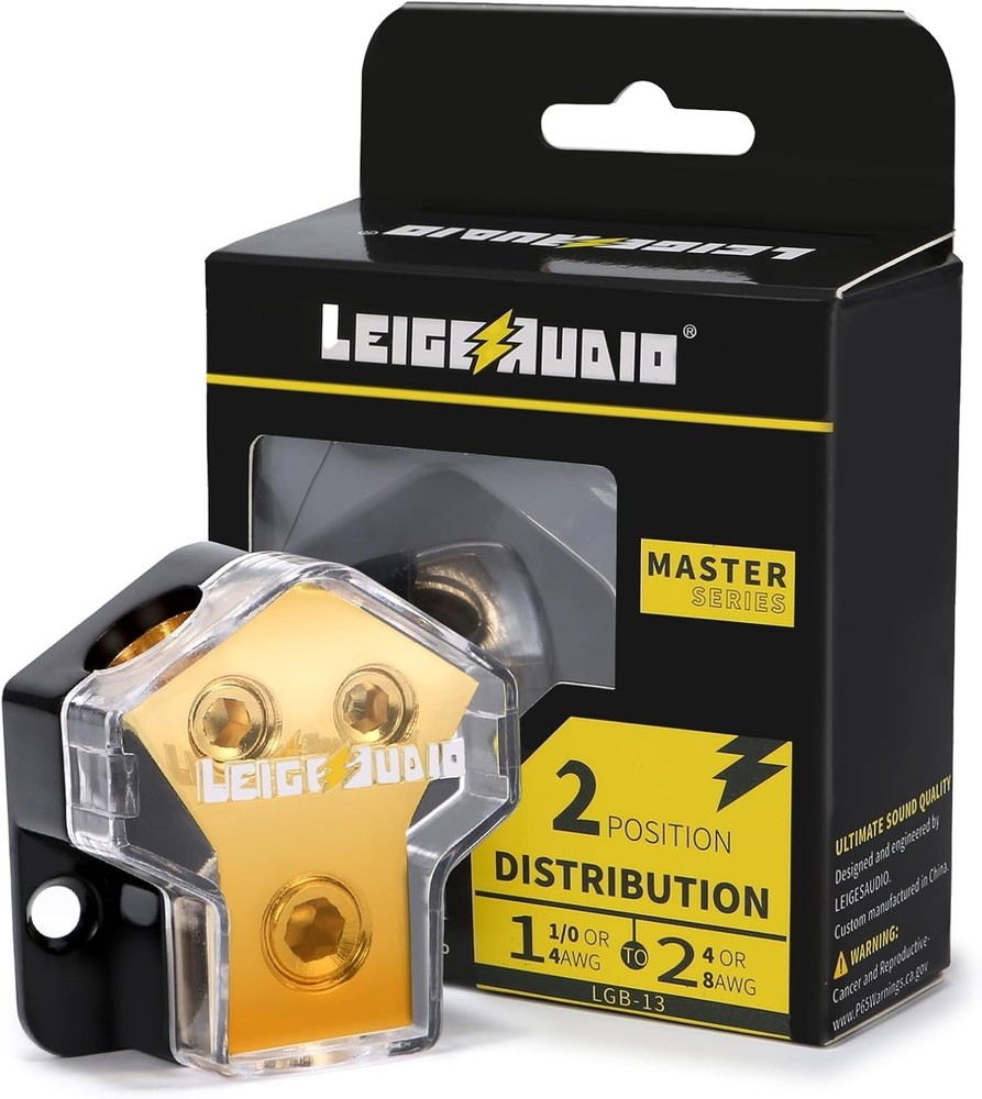 High Performance 2 Way Copper Power Distribution Block for Car Audio Systems