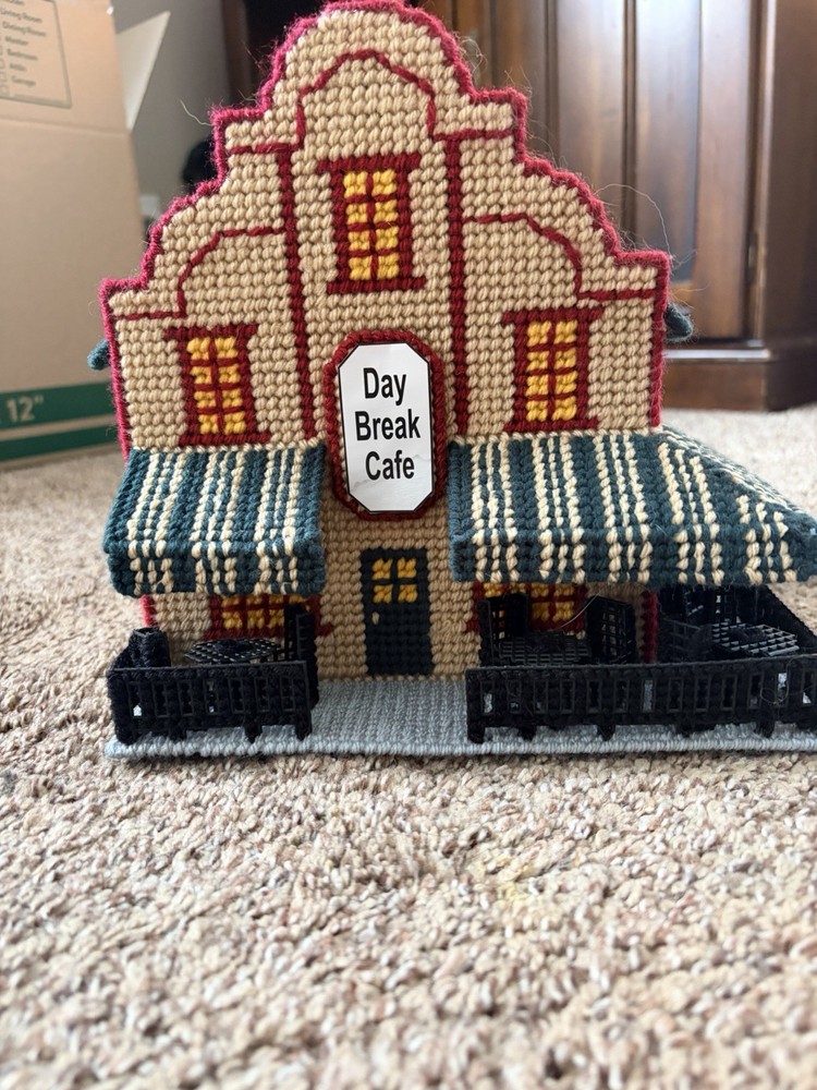 Day Break Cafe Plastic Canvas Handmade Needlepoint Embroidery