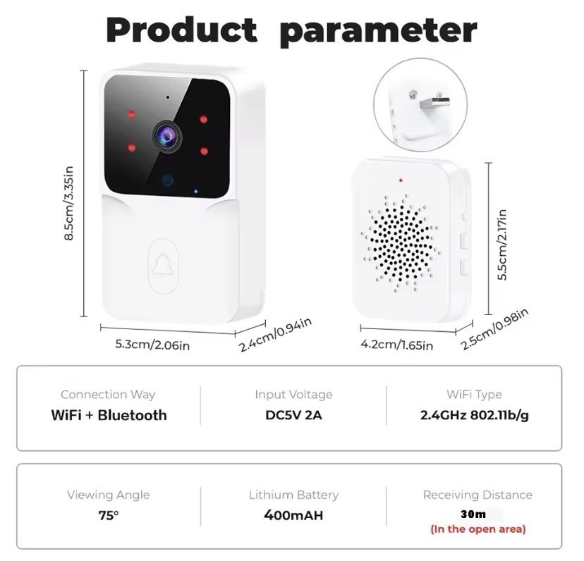 Wireless WiFi Video Doorbell Smart Phone Camera Door Bell Ring Intercom Security