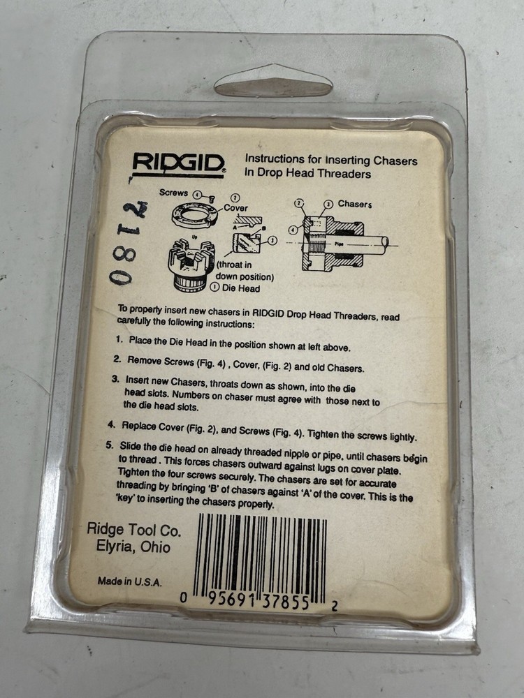 Ridgid 37855 Manual Threading Pipe & Bolt Dies NEW