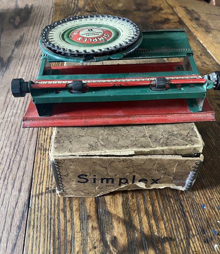 Antique Simplex Special Demonstrated Model B Typewriter Original Box