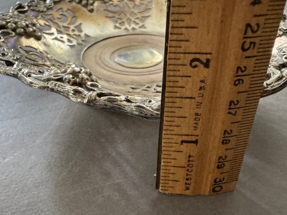 GRAPE CABLE VINE SILVERPLATE WINE BOTTLE COASTER VINTAGE