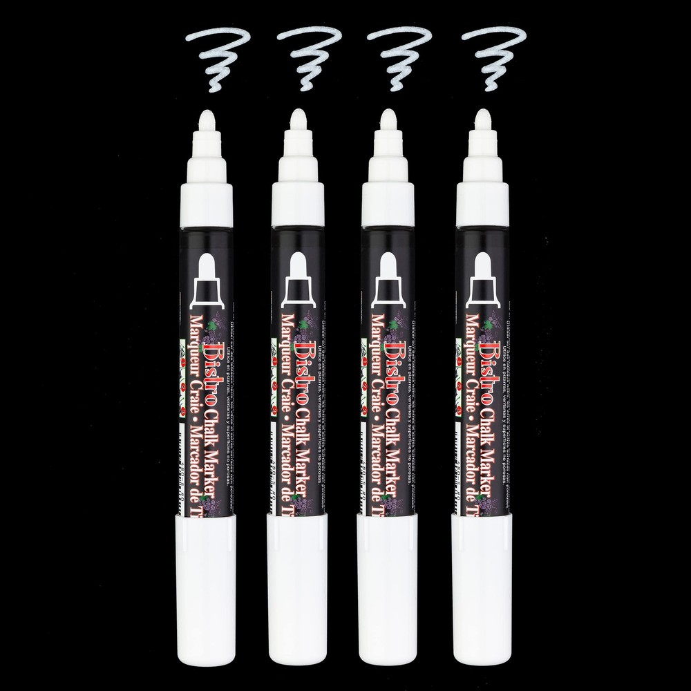 UCHIDA 4 White Broad Tip Bistro Chalk Marker 1,
