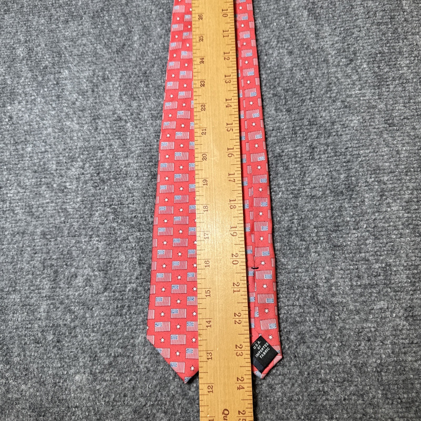 Collared Greens Youth Tie 100% Silk Red USA Flag All Over Print Hand Made in USA