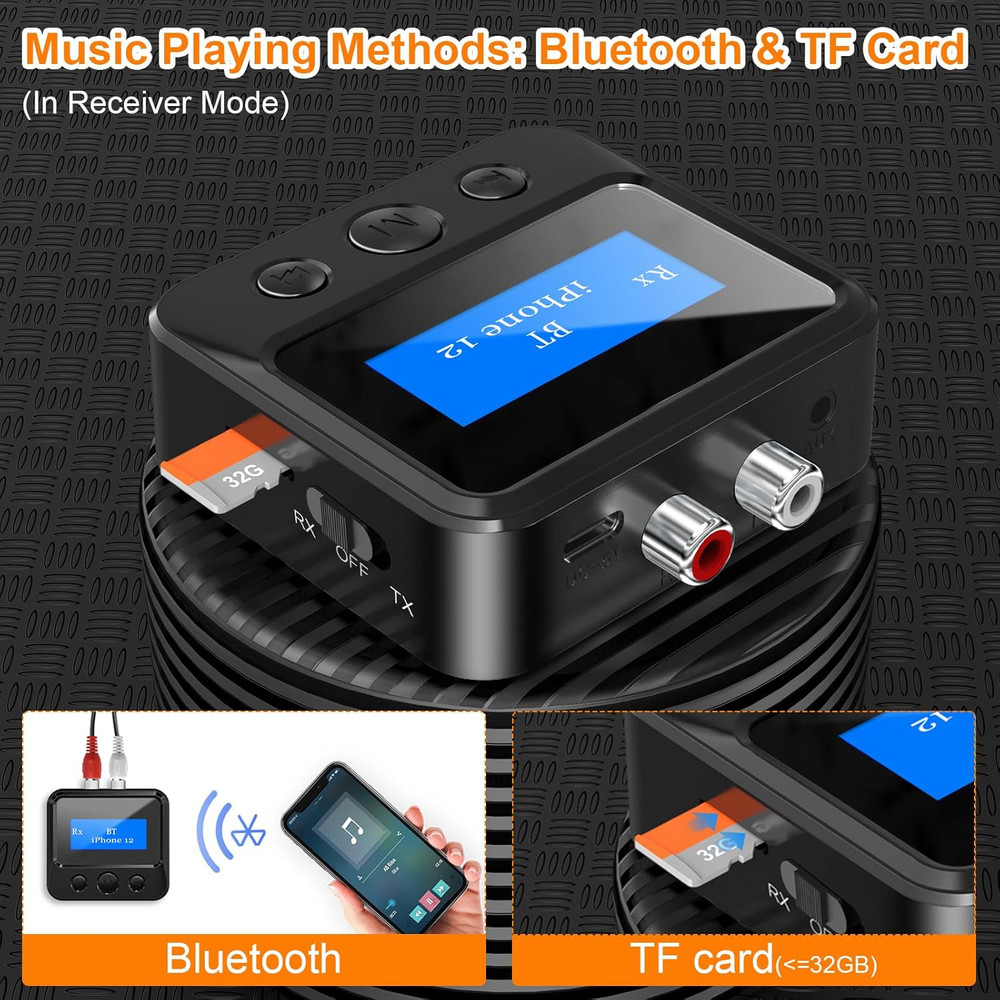 Bluetooth Transmitter Receiver for TV, with RCA 3.5Mm AUX & Display Audio Adapte