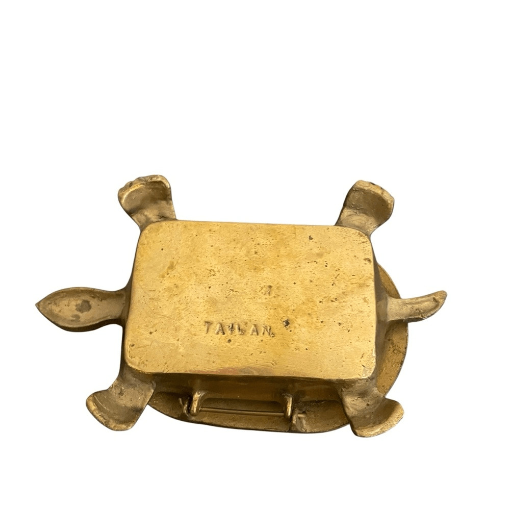 Vintage Brass Turtle Trinket Box Hinged Shell 6" X 3"