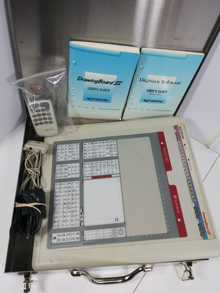 Calcomp Drawing Board II Graphics CAD Tablet Mouse and Stainless Case