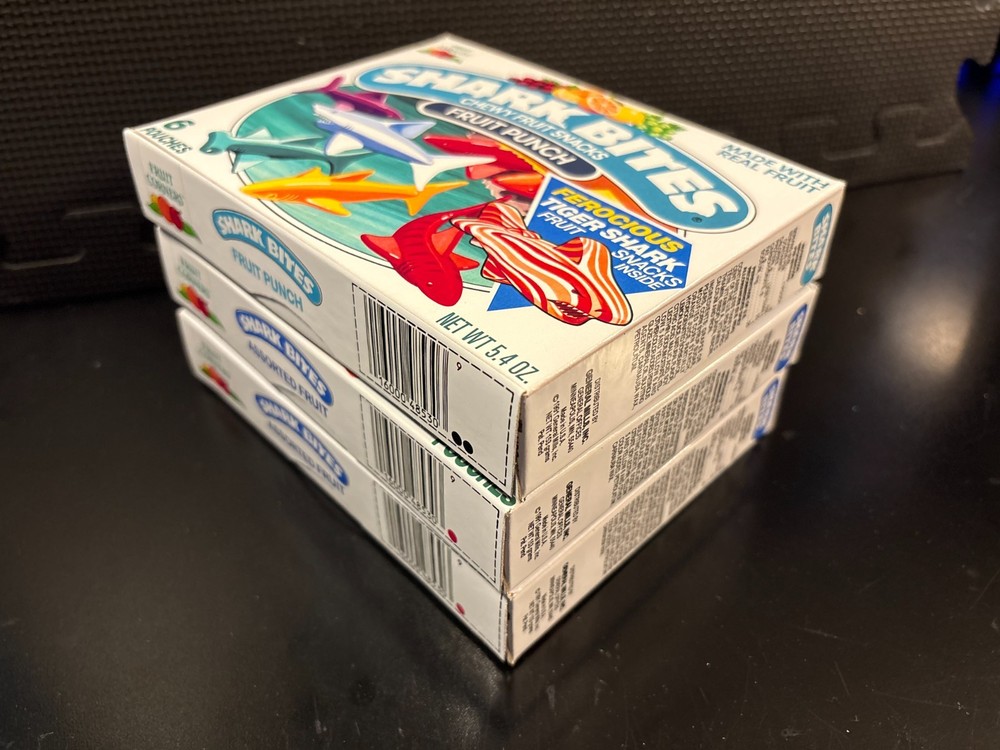 Shark Bites fruit snacks - 3 empty custom design display boxes
