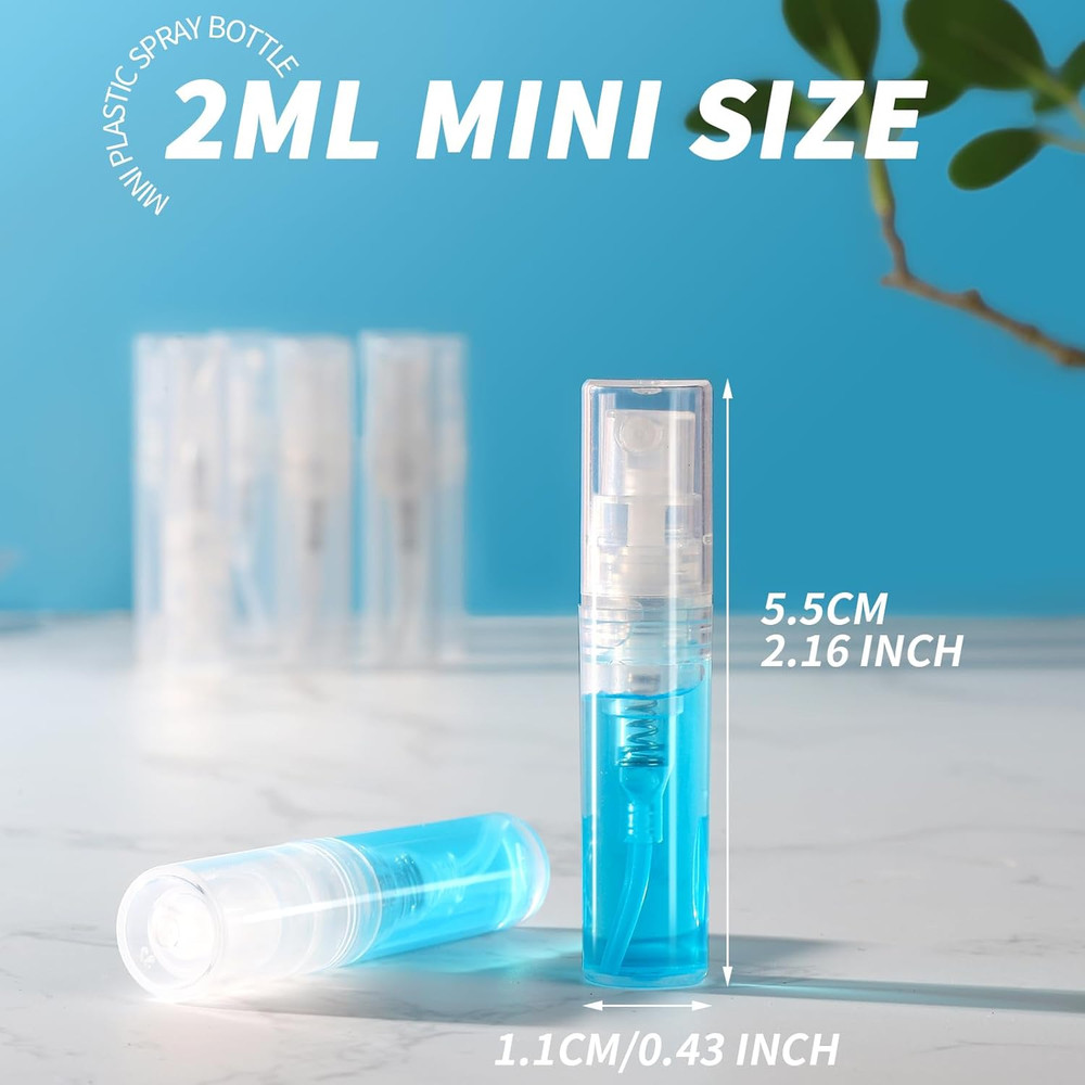 Mini Spray Bottle, 60PCS 2Ml Mini Clear Plastic Spray Bottle Empty, Fine Mist Re