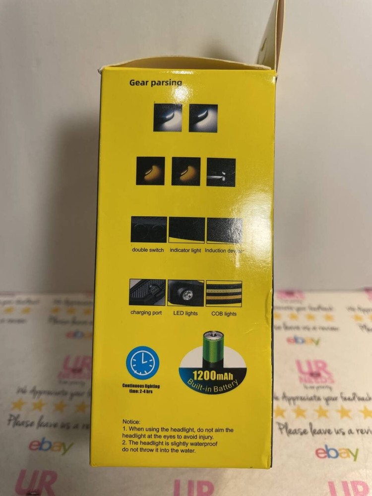 COB LED Headlamp Sensor Headlight Flashlight USB Rechargeable Head Lamp Torch