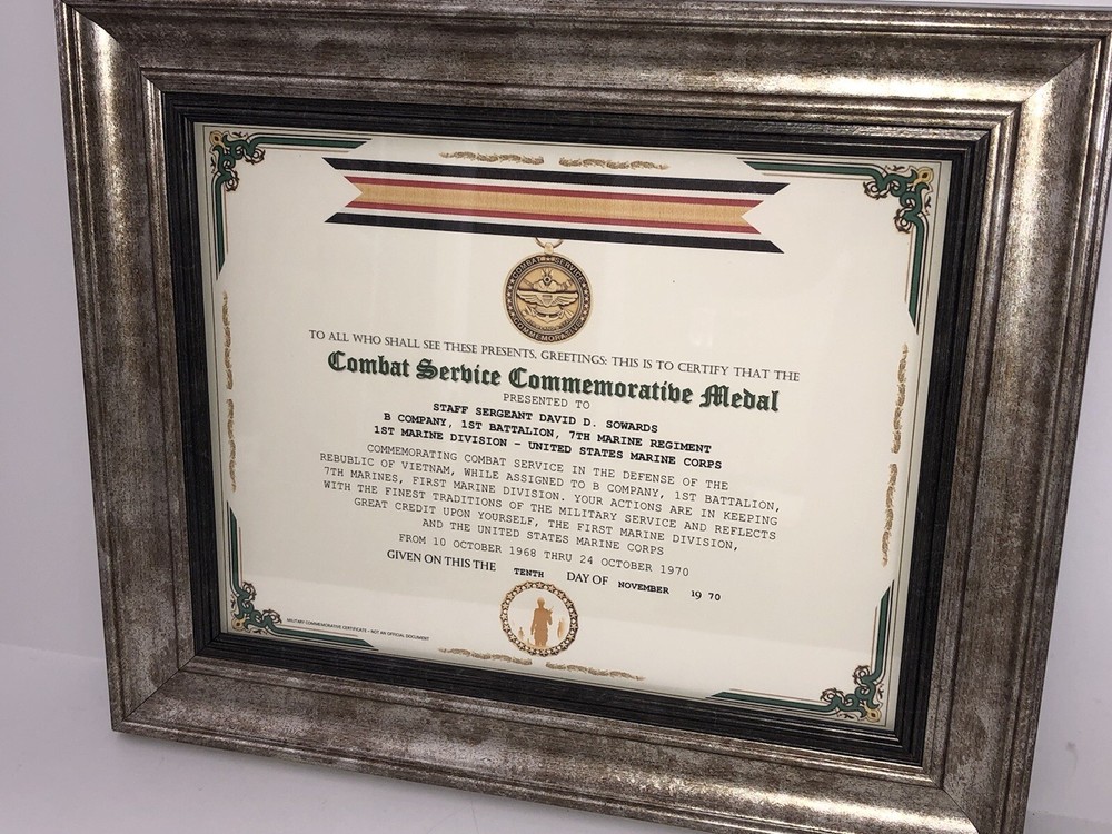 COMBAT SERVICE COMMEMORATIVE MEDAL CERTIFICATE ~ Type 1