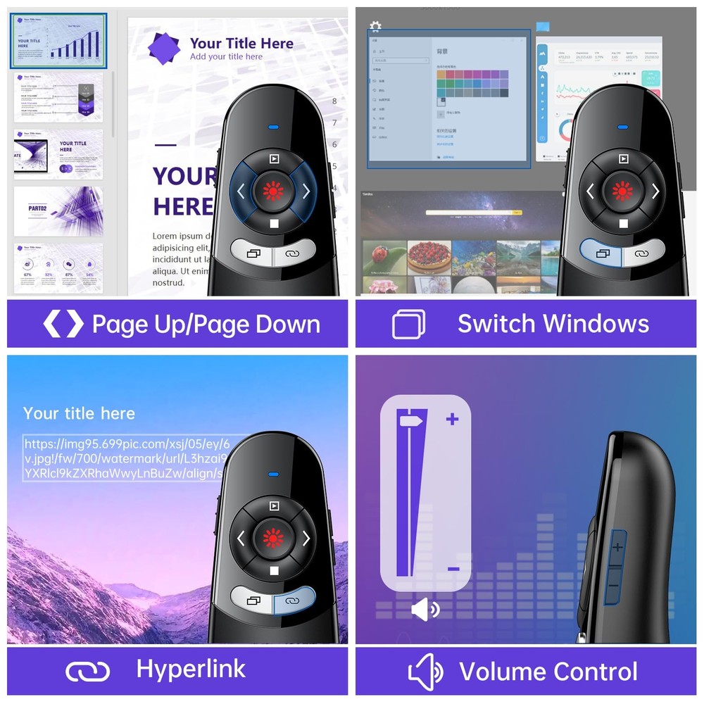 2 in 1 Type C USB Presentation Clicker with Carry Bag, Wireless Presenter Rem...