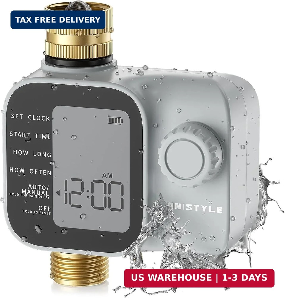 [2026 Upgrade] Sprinkler Timer with Brass Inlets & Outlets, Unistyle Programmabl