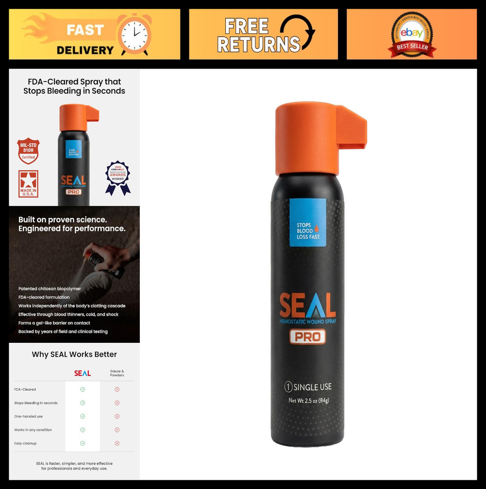 Hemostatic Wound Spray 2.5oz | Emergency Bleeding Control for First Responders E