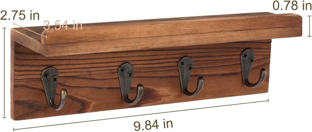Chic Rustic Key Hanger with 4 Hooks - Ideal for Entryway Organization