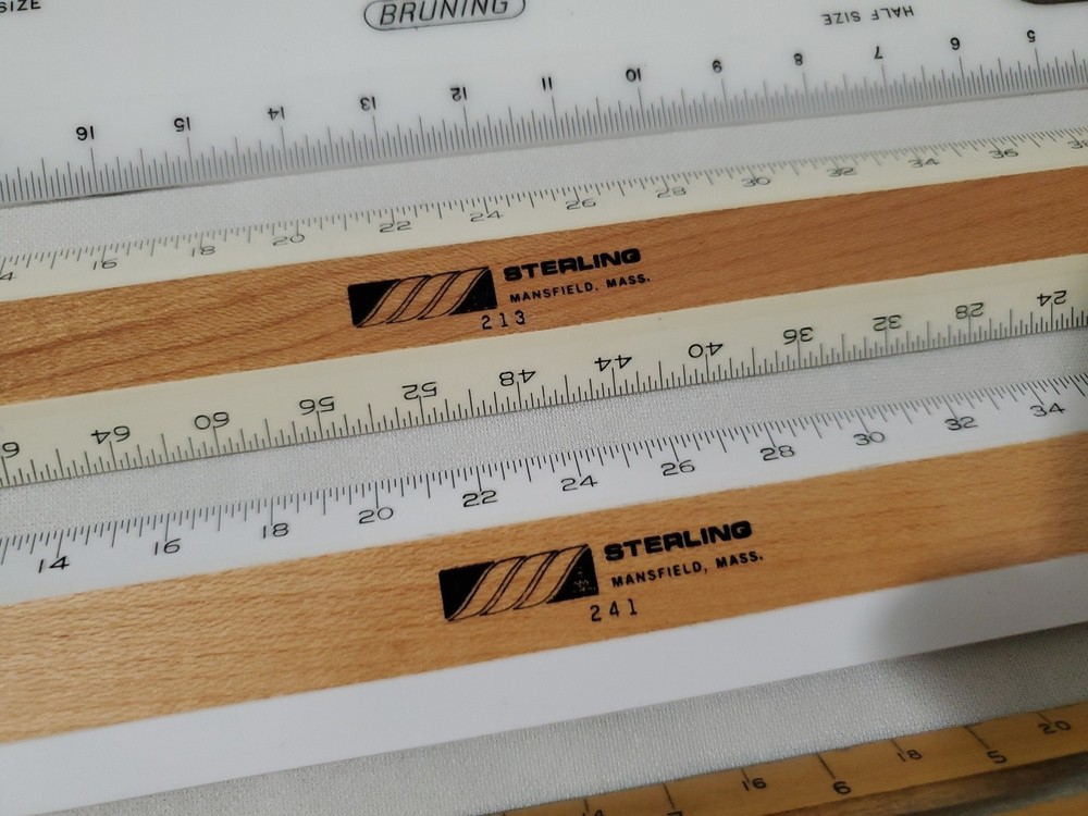 9pcs Mixed Lot Engineering Triangle Rulers Technical Drafting - Bruning Sterling