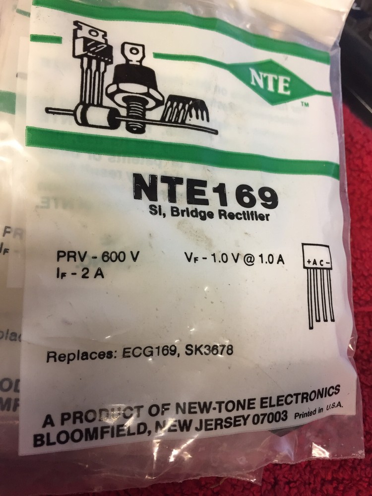 NTE 169 SI, BRIDGE RECTIFIER 600V 2A
