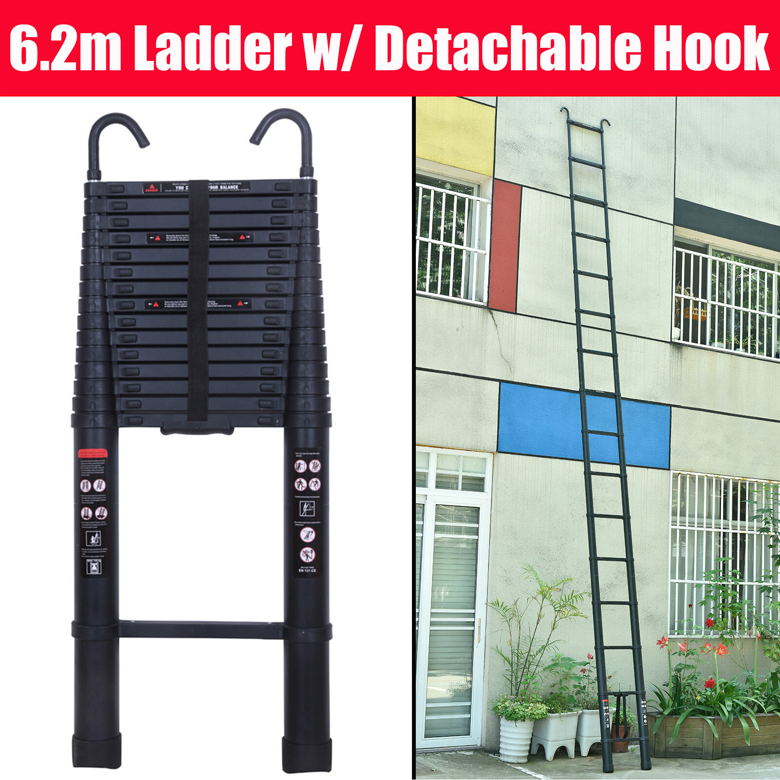2024 Multi Purpose Aluminum Telescopic Ladder Folding Extension Step Non-Slip