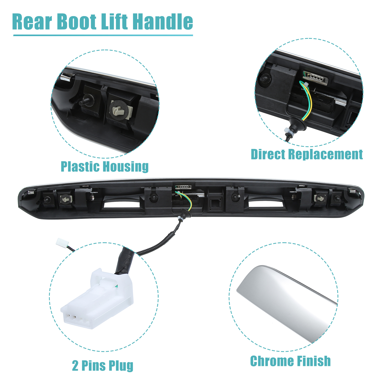 Rear Trunk Hatch Handle Trunk Lid Grip for Nissan Pathfinder13-19 Chrome Garnish