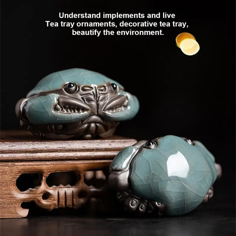 Ge Kiln Cracked Glaze Crab Tea Play Handmade Kongfu Tea Pet Decoration Tea Set