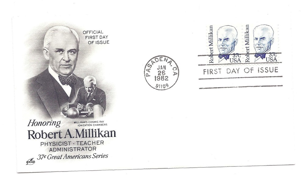 1866 37c Robert Millikan, ArtCraft, pair, FDC