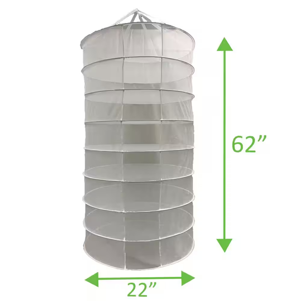 Dry Net Hanging Herb Drying Rack in White (8-Rack)