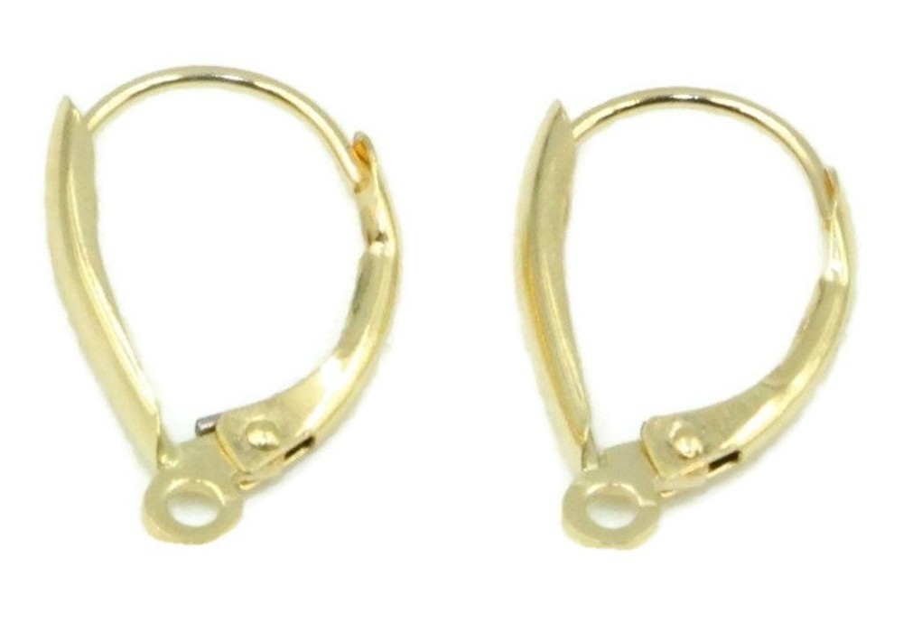 14k Yellow Gold Plain Lever-backs for Earrings