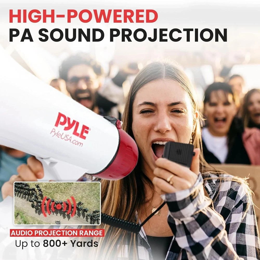 40 Watt Professional Megaphone Clear Sound & Ergonomic Grip - Multi-Function Wi