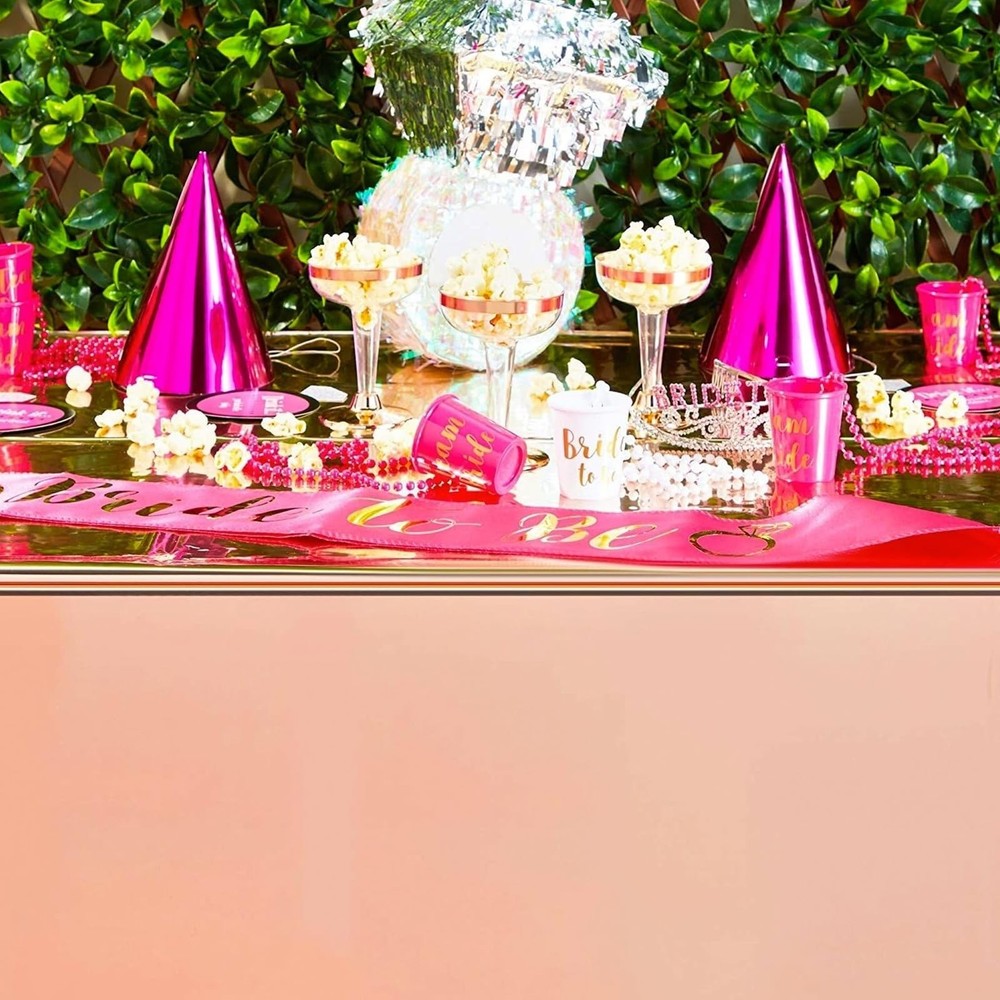 Sparkle and Bash Rose Gold Plastic Rectangular Tablecloth - Easy-Clean Dispos...