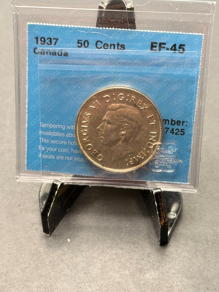 1937 Canada 50 cent  CCCS Graded EF-45
