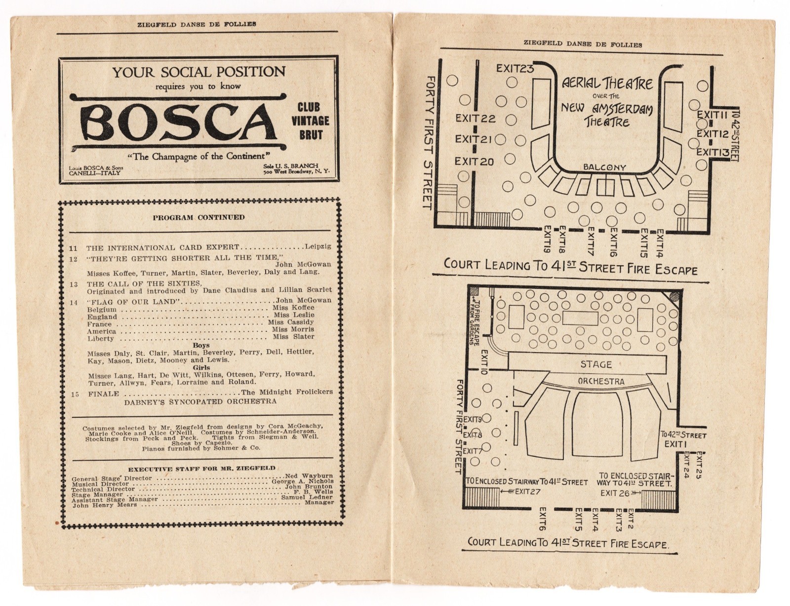Will Rogers "ZIEGFELD MIDNIGHT FROLIC" Frances White / Peggy Fears 1917 Program