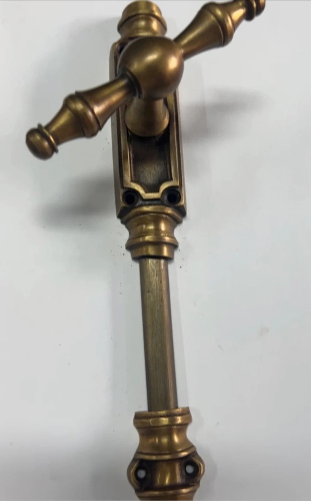 Solid Brass "T"‑Piece Cremone Set 110" (280cm) — Large Knob Version Cut‑to‑Size