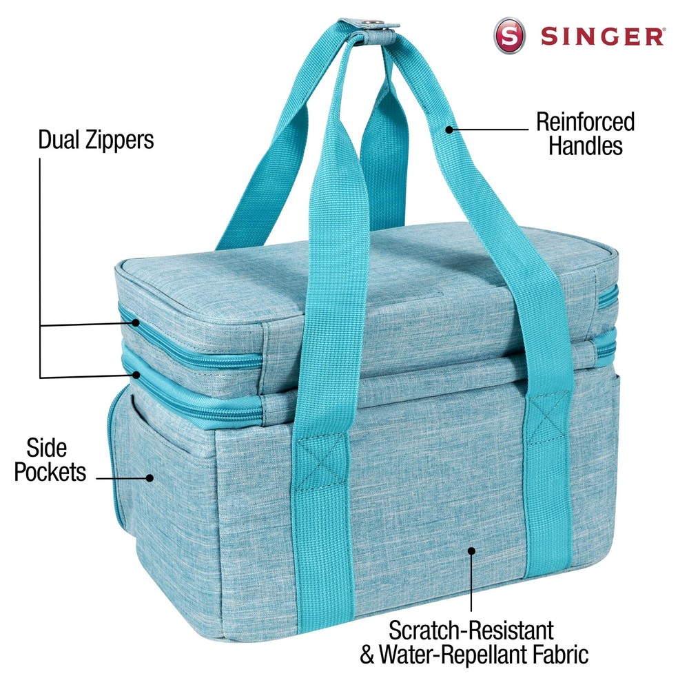 SINGER Sewing Accessories Organizer (Bag Only) – Double Layer Medium, Teal