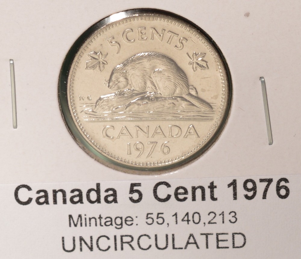 1976 Canada 5 Cent - UNCIRCULATED from Mint Roll 🇨🇦