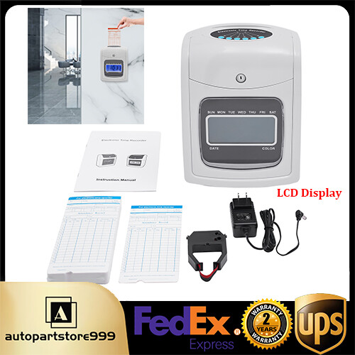 Time Clock Punch Card Employee Attendance Machine LCD Display Check- in Machine
