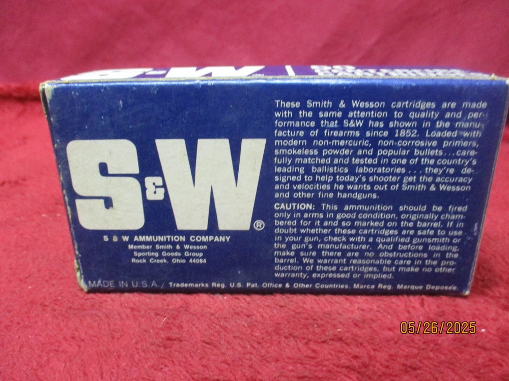 Vintage SMITH & WESSON, 9mm, 100 Gr. Full Metal Case, Ammo Box, (EMPTY)