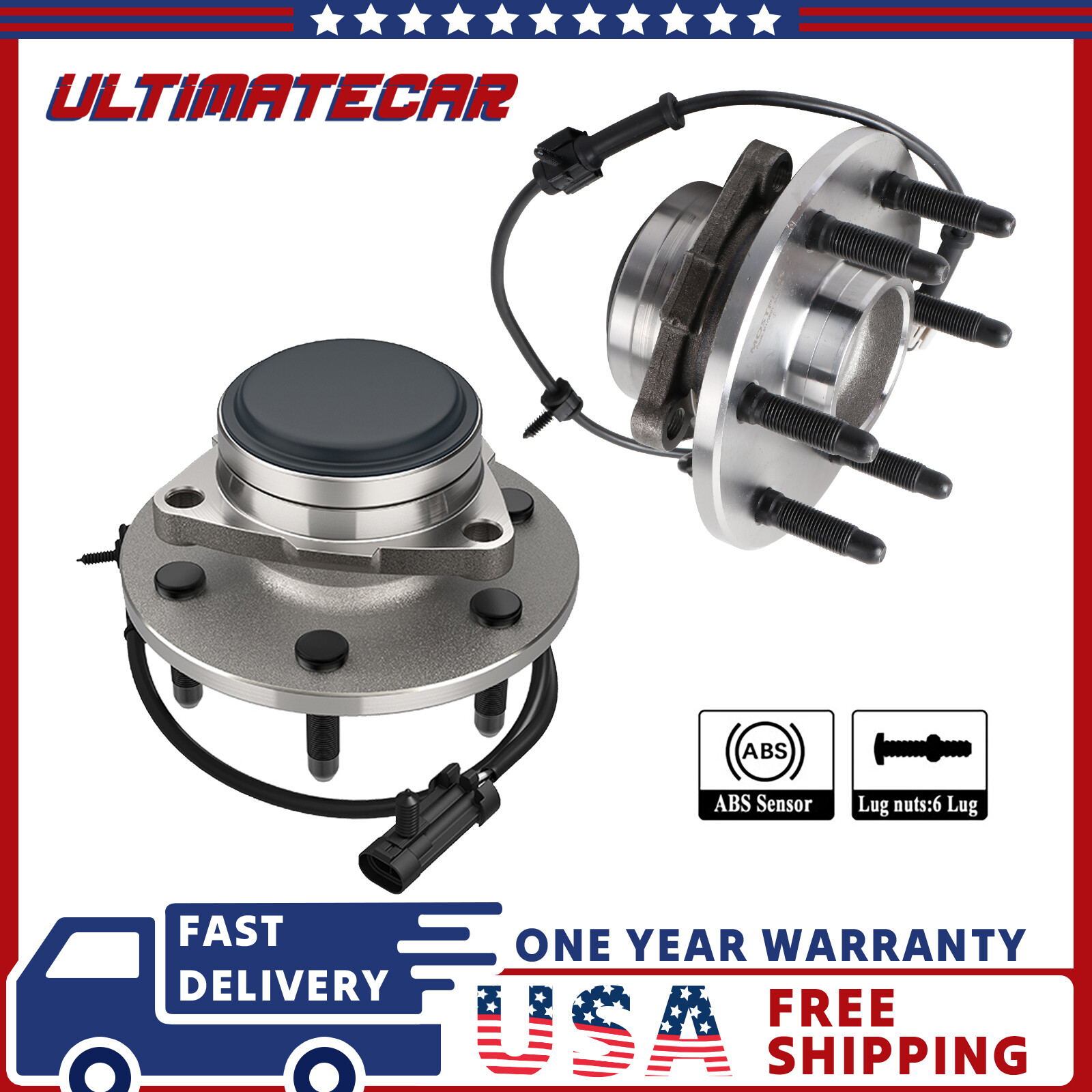 Pair (2) Front Wheel Hub Bearing Assembly For Chevy Tahoe GMC Sierra Yukon 2WD