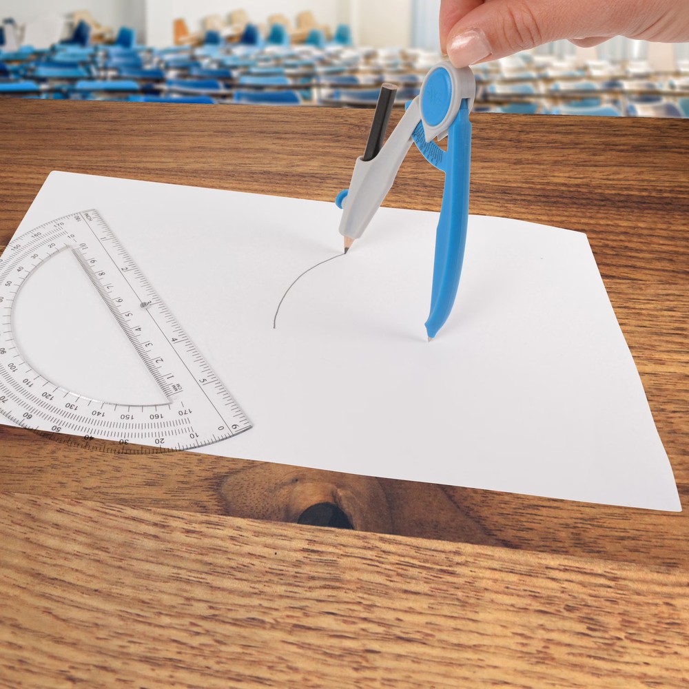 2 Piece Compass and Protractor, Math Tools, Assorted Colors