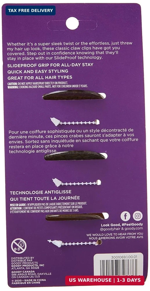 Goody Large Claw Clips 3 ea