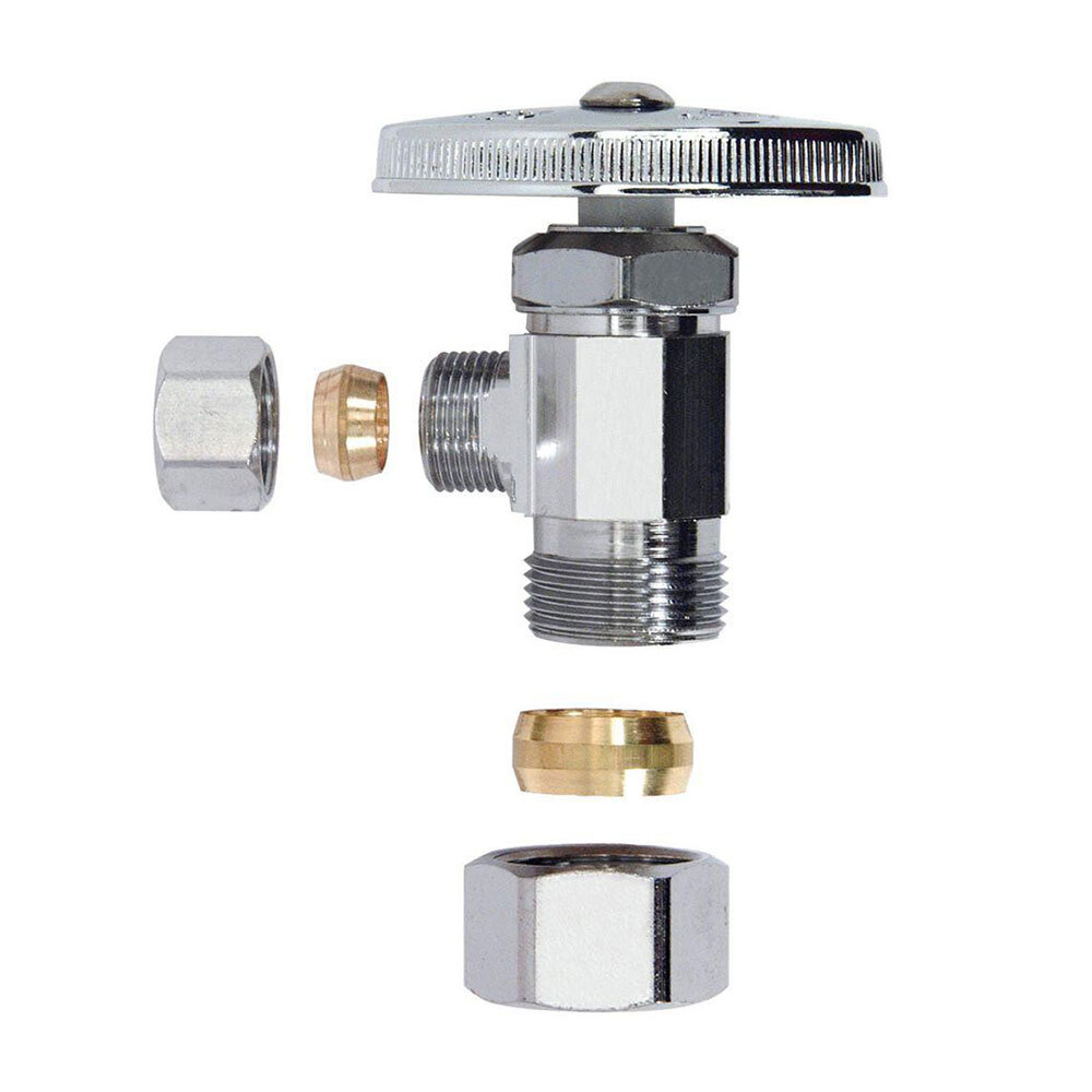 5/8 Comp X 3/8 Comp Multi Turn Brass Angle Stop Valve Coarse Thread-Lead Free